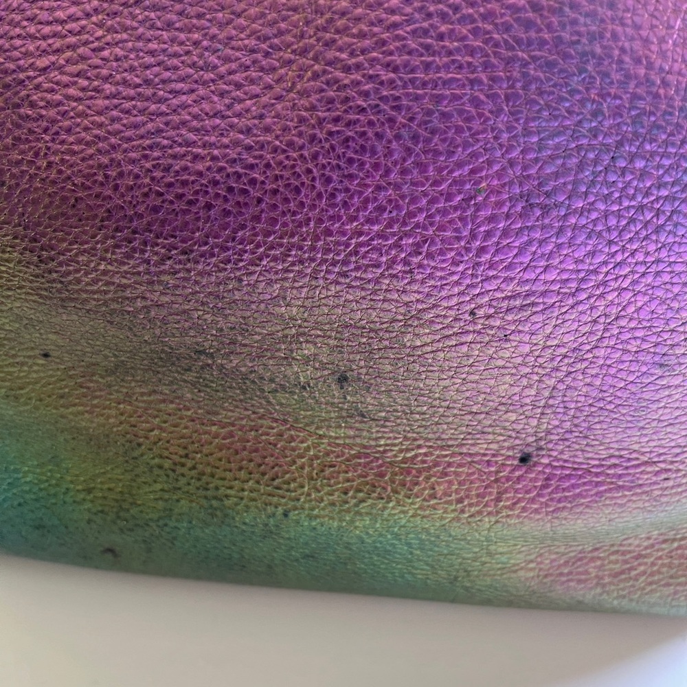 Coach Multicolor Iridescent Holographic Tote Bag Good Shape Purple Silver Flaws - Picture 15 of 16